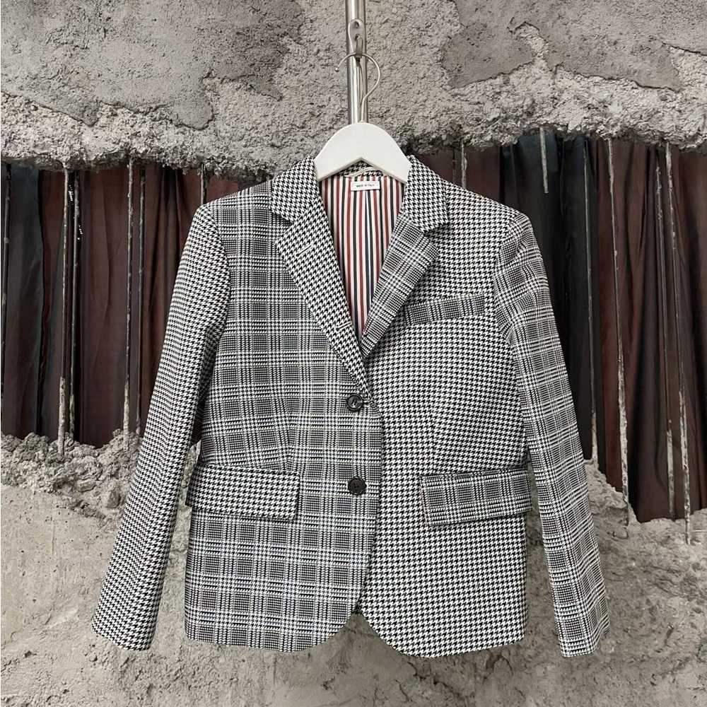 🚩steal authentic Thom Browne Checkered Black and White Blazer